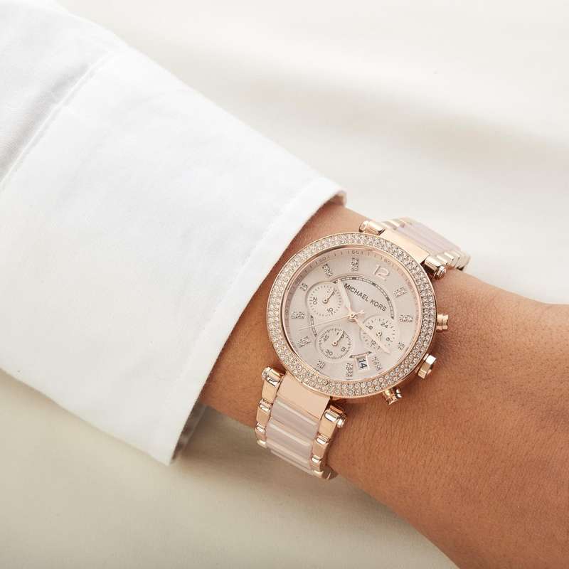 Michael Kors Parker Rose Gold Round Mixed Women's Watch - MK5896