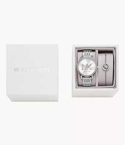 Michael Kors Three-Hand Stainless Steel Woman's Watch and Bracelet Set | MK1055SET