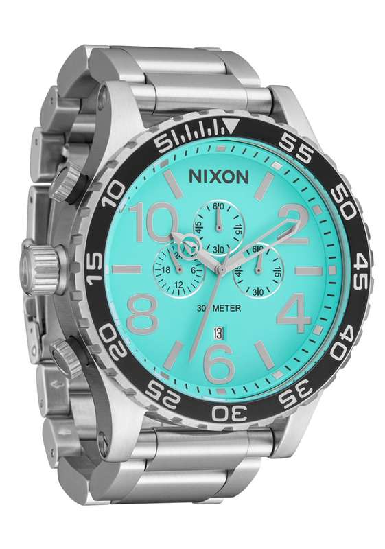 Nixon 51-30 Chrono - Silver & Turquoise Men's Watch | A13892084-00
