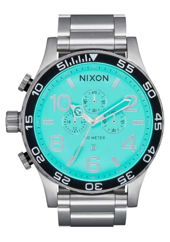Nixon 51-30 Chrono - Silver & Turquoise Men's Watch | A13892084-00
