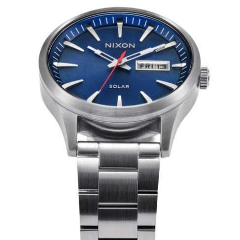 NIXON Sentry Solar Navy Sunray / Silver Stainless Steel Men's Watch | A13465091-00