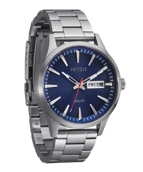 NIXON Sentry Solar Navy Sunray / Silver Stainless Steel Men's Watch | A13465091-00