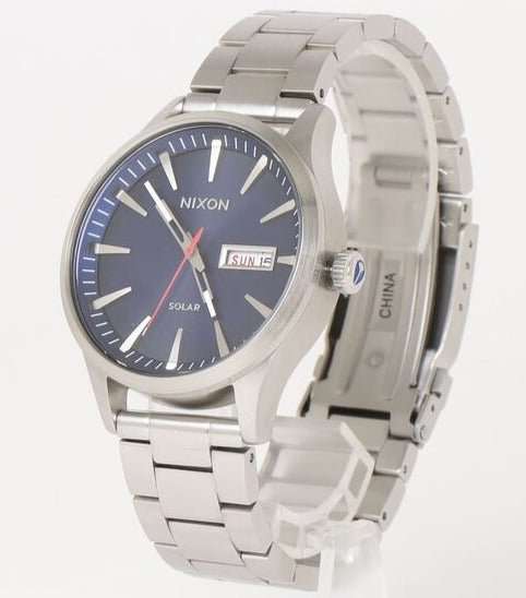 NIXON Sentry Solar Navy Sunray / Silver Stainless Steel Men's Watch | A13465091-00