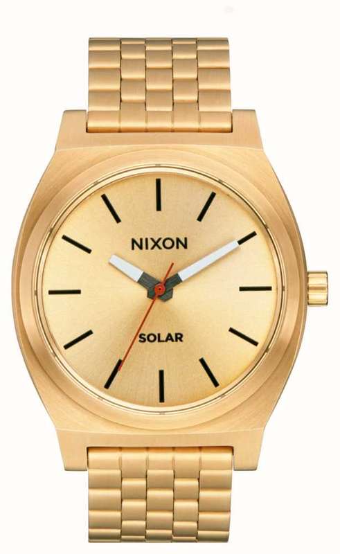 Nixon Time Teller Solar Gold Dial Stainless Steel Bracelet Unisex Watch | A1369510-00