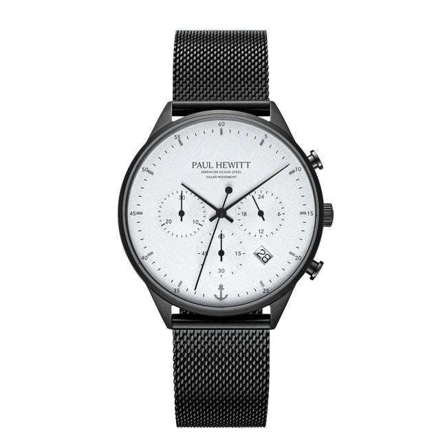 Paul Hewitt Chrono Black MARINIUM® Ocean Steel Men`s Chronograph Watch | PH-W-0300