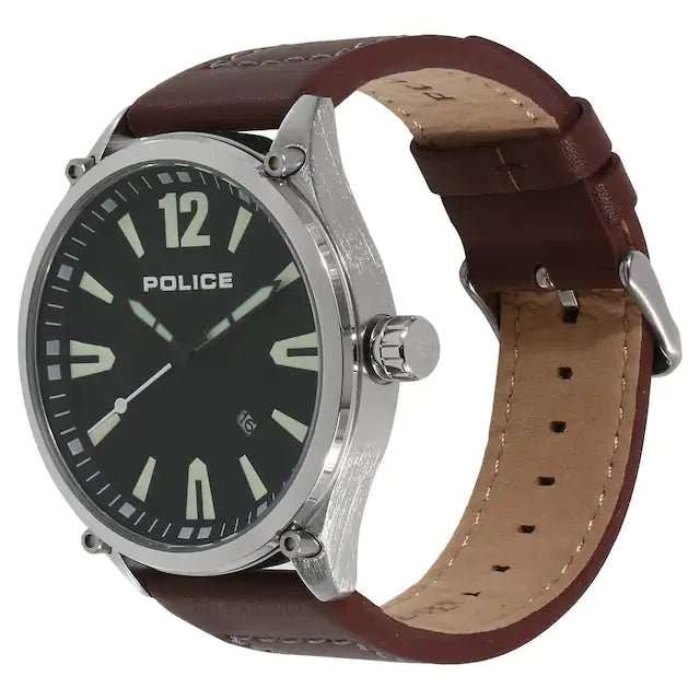 Police Black Dial Brown Leather Strap Men's Watch | PL15244JBS02