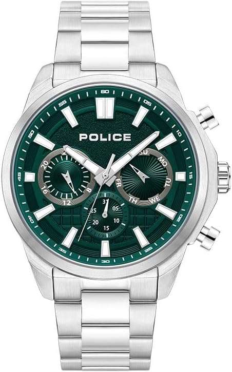 Police Rangy Chronograph With Green Dial & Silver Bracelet Men's Watch | PEWJK0021002