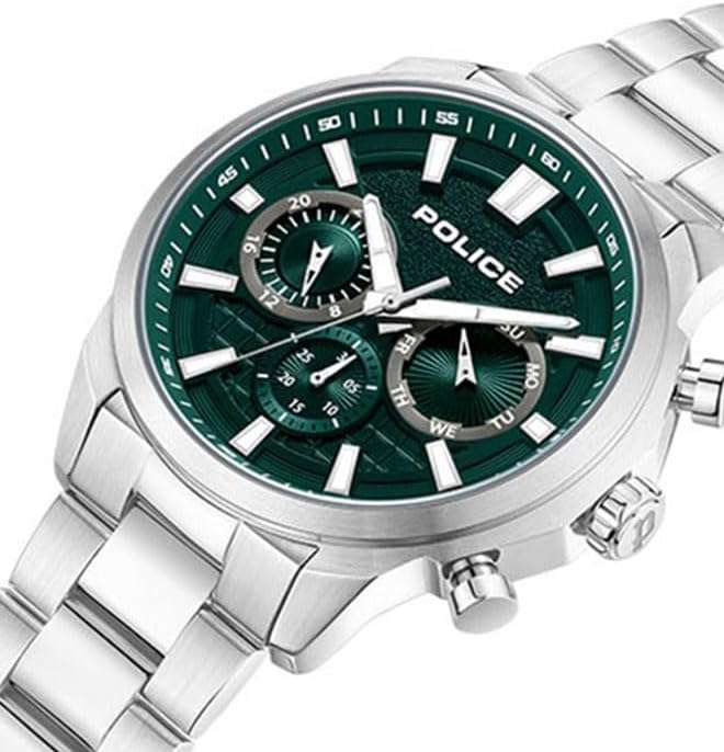 Police Rangy Chronograph With Green Dial & Silver Bracelet Men's Watch | PEWJK0021002