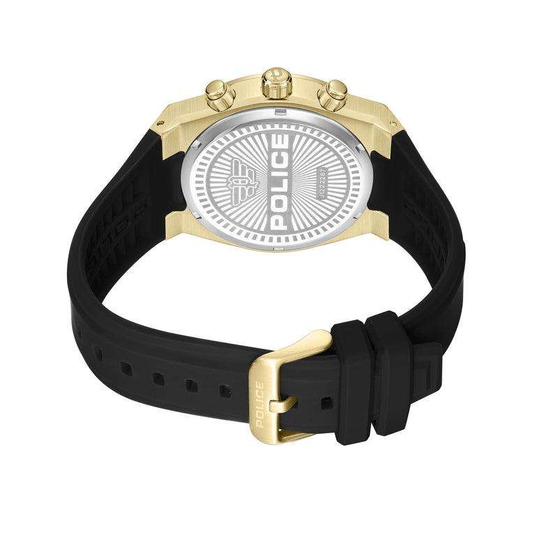 Police Salkantay Gold Face Black Silicon Strap Men's Watch | PEWJQ2226702