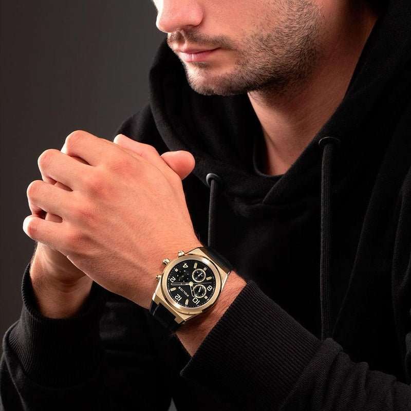 Police Salkantay Gold Face Black Silicon Strap Men's Watch | PEWJQ2226702