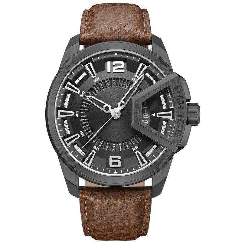 Police Underlined Tan Leather Men's Watch | PEWJB0005602