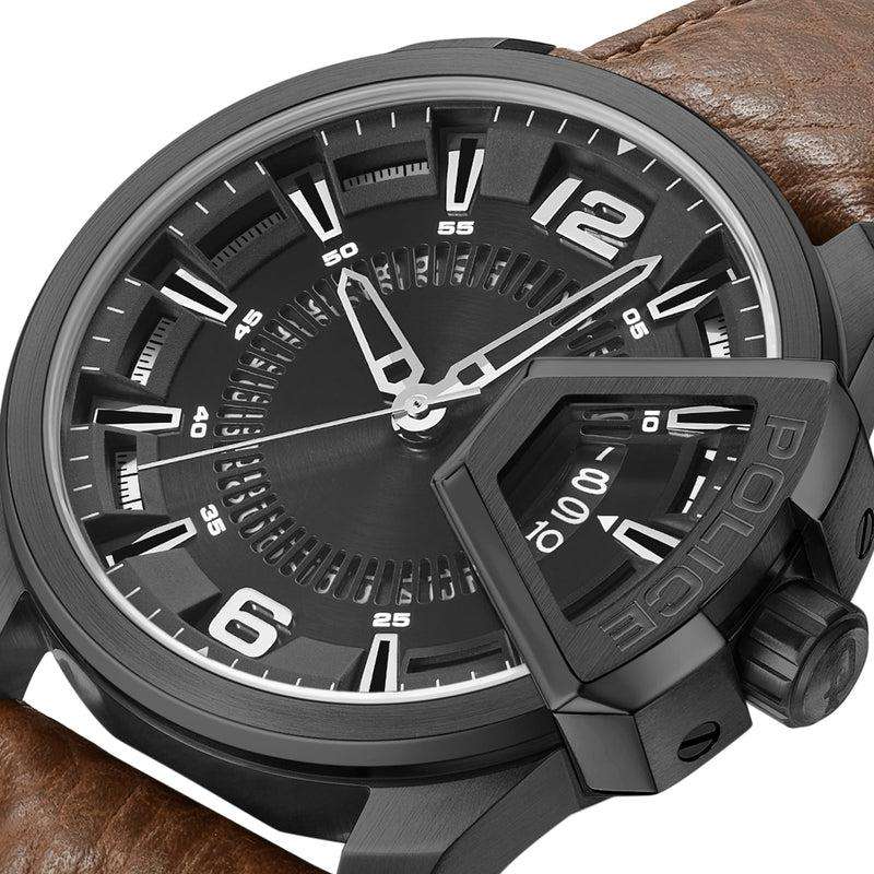 Police Underlined Tan Leather Men's Watch | PEWJB0005602