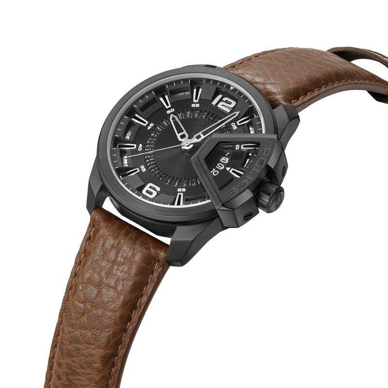 Police Underlined Tan Leather Men's Watch | PEWJB0005602