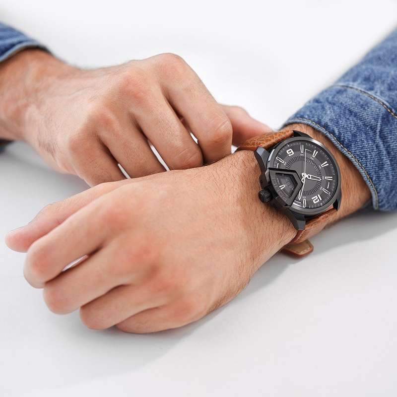 Police Underlined Tan Leather Men's Watch | PEWJB0005602