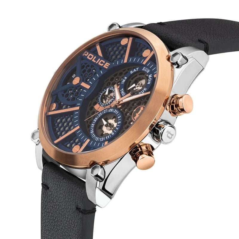 Police Vigor Black Leather Men's Watch | PL15381JSTR03