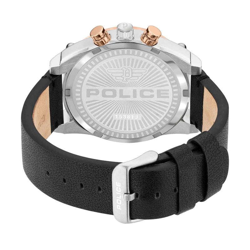 Police Vigor Black Leather Men's Watch | PL15381JSTR03