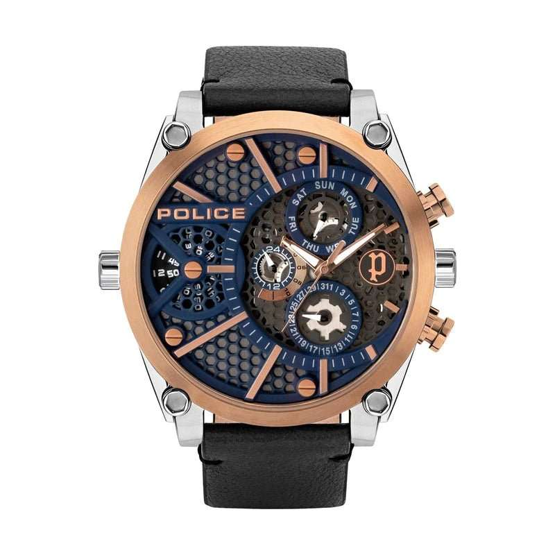 Police Vigor Black Leather Men's Watch | PL15381JSTR03