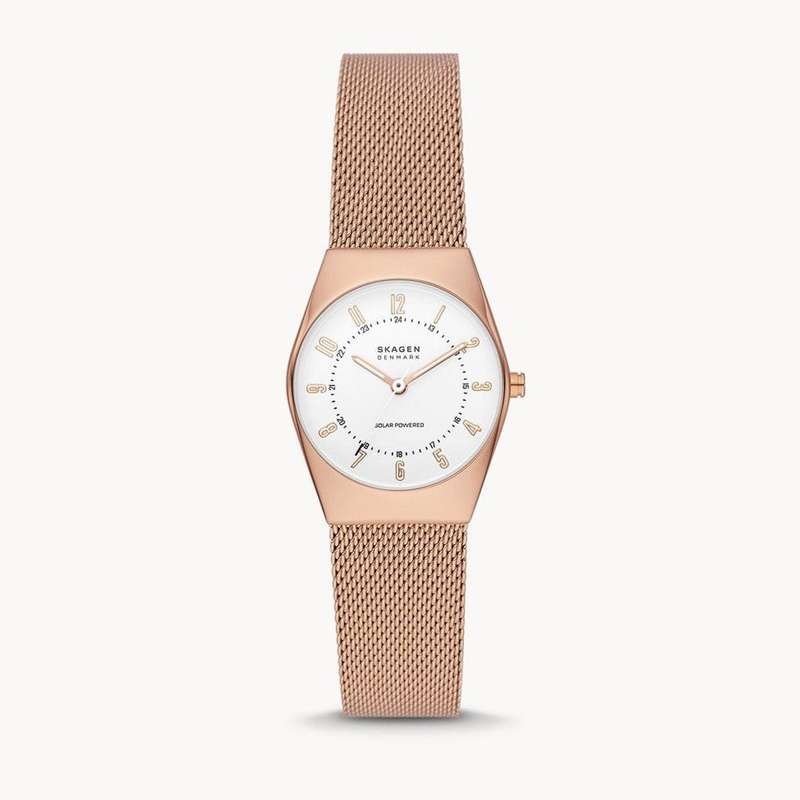 Skagen Grenen Lille Solar-Powered Rose Gold Stainless Steel Mesh Women's Watch | SKW3078