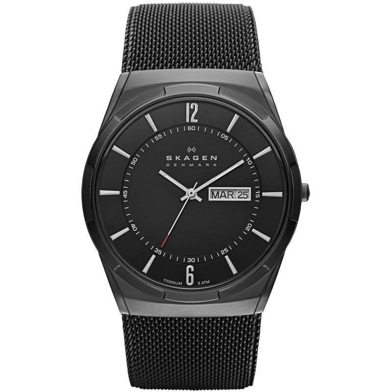 Skagen Melbye Black Round Stainless Steel Mesh Men's Watch | SKW6006