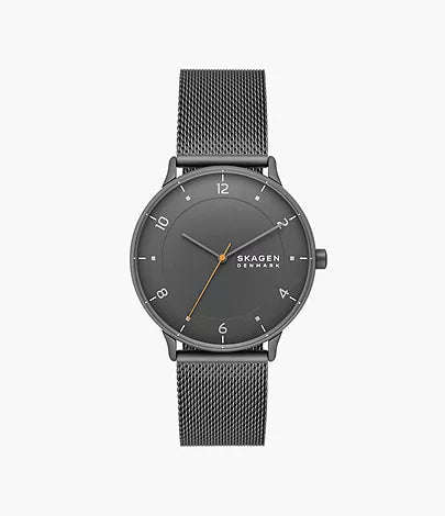 Skagen Riis Three-Hand Charcoal Stainless Steel Mesh Men's Watch | SKW6884
