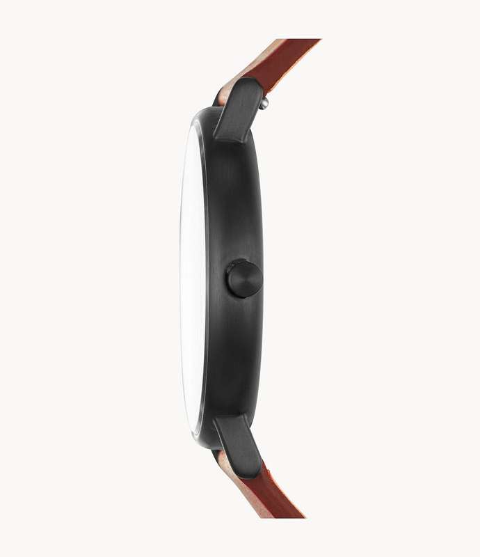 Skagen Signatur Black Round Leather Men's Watch | SKW6374