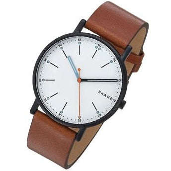 Skagen Signatur Black Round Leather Men's Watch | SKW6374