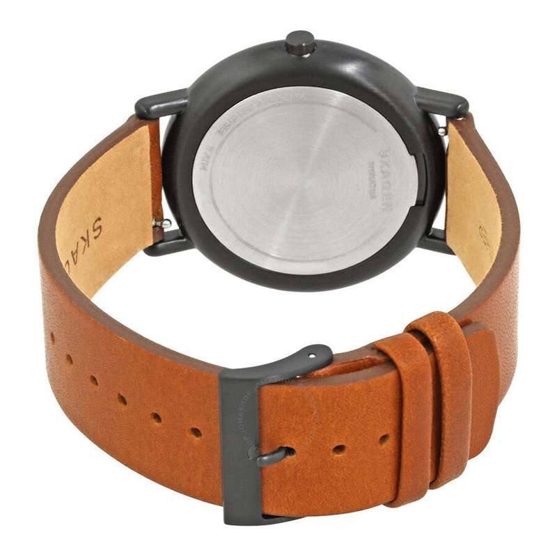 Skagen Signatur Black Round Leather Men's Watch | SKW6374