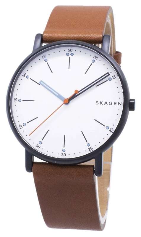 Skagen Signatur Black Round Leather Men's Watch | SKW6374