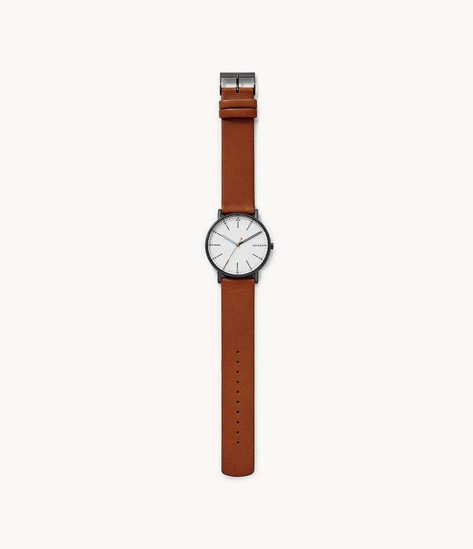 Skagen Signatur Black Round Leather Men's Watch | SKW6374