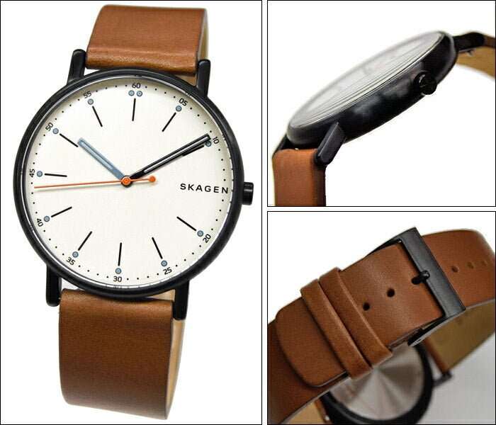 Skagen Signatur Black Round Leather Men's Watch | SKW6374