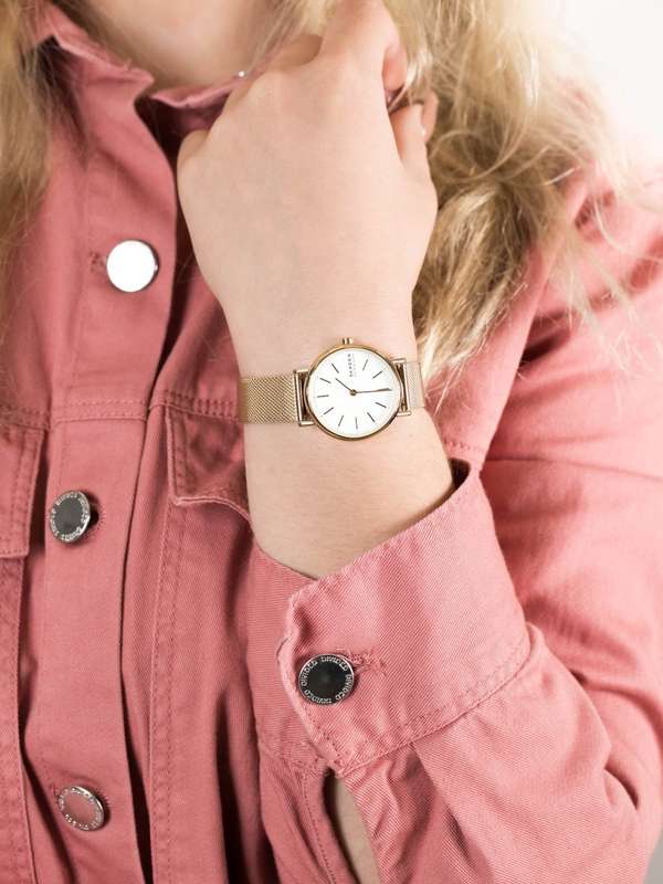 Skagen Signatur Gold Round Stainless Steel Mesh Women's Watch | SKW2693