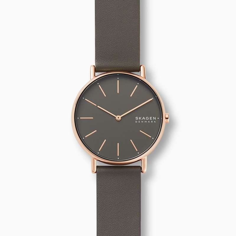 Skagen Signatur Rose Gold Round Leather Women's Watch | SKW2794
