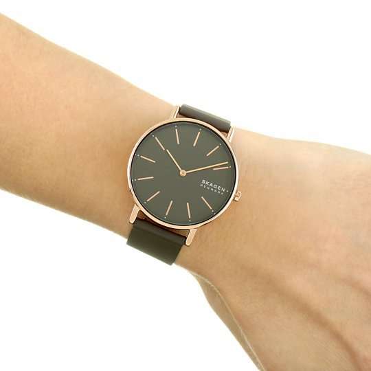 Skagen Signatur Rose Gold Round Leather Women's Watch | SKW2794