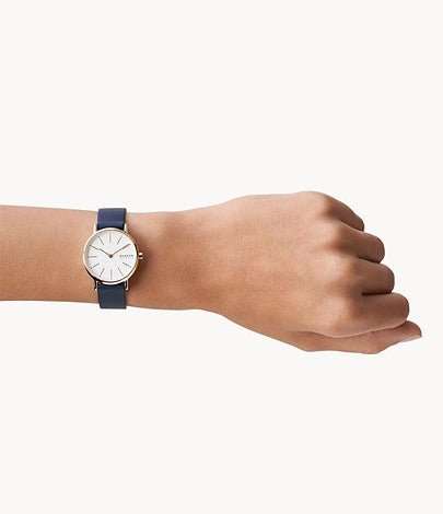 Skagen Signatur Rose Gold Round Leather Women's Watch | SKW2838