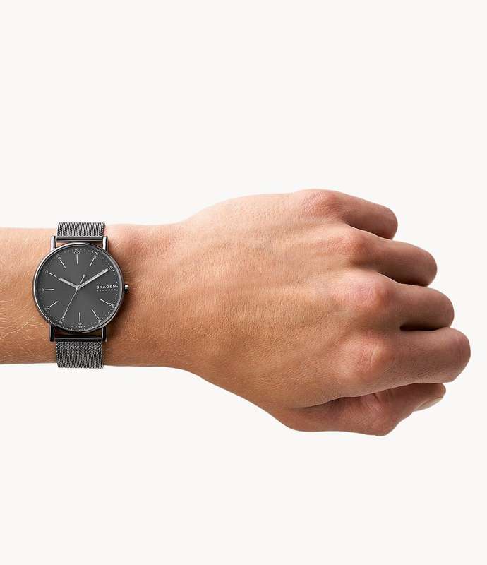 Skagen Signatur Three-Hand Gray Steel Mesh Men's Watch | SKW6577