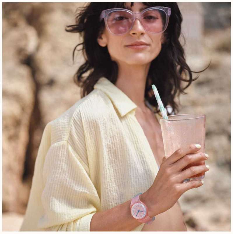 Swatch PINK PAY! Pink Semi-Transparent Strap Unisex Watch | SVHP100-5300
