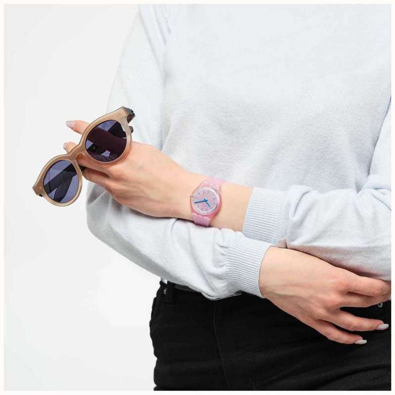 Swatch PINK PAY! Pink Semi-Transparent Strap Unisex Watch | SVHP100-5300