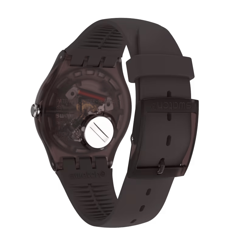 Swatch Rebel Brown Dial Brown Rubber Men's Watch | SUOC700