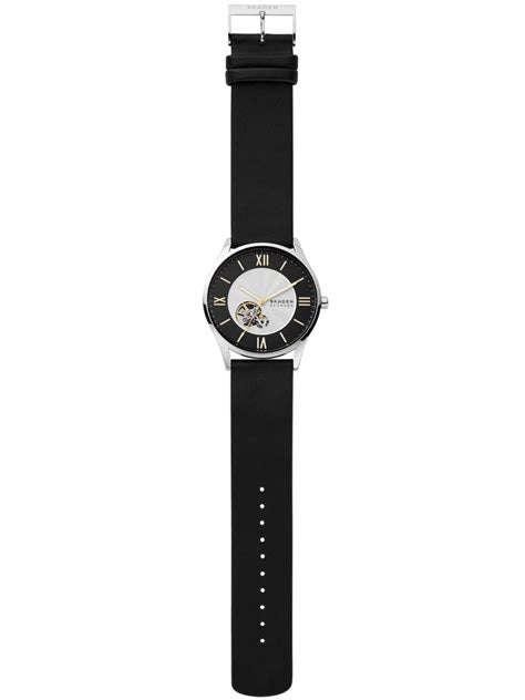 Skagen Holst Automatic Black Leather Watch - SKW6710