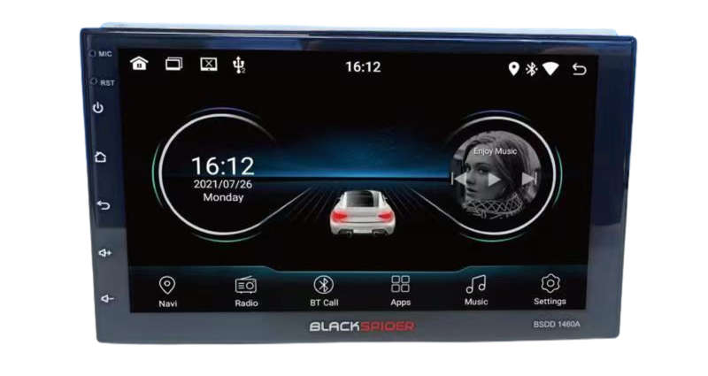 Blackspider BSDD1460LB   7" Apple CarPlay Android Media BT/USB Double Din Radio