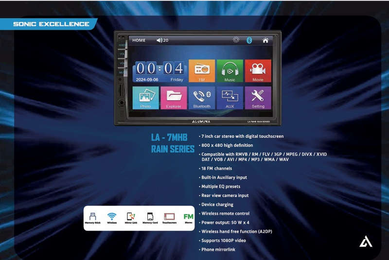 Lumina LA7MHB 7" Inch Mirror Link Double Din Radio