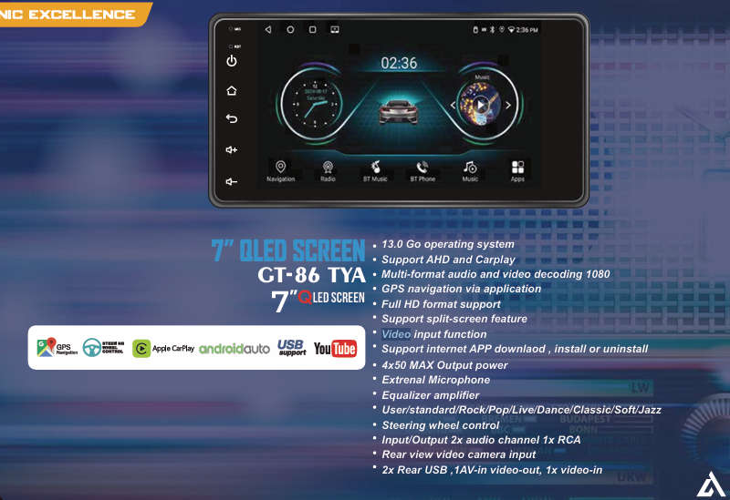 Lumina GT-86 7" Inch Carplay/AndroidAuto Double Din Radio