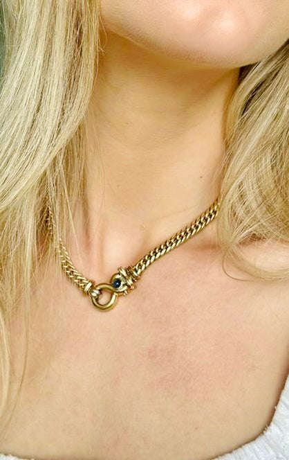 9ct Gold Italian Chain with Sapphire