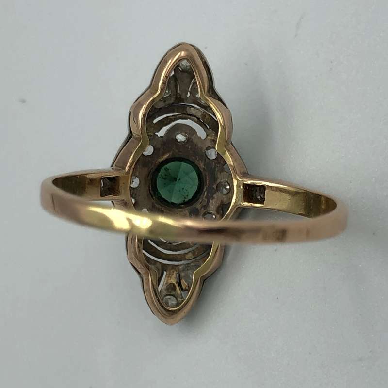 Art Deco Emerald and Diamond 18ct Ring
