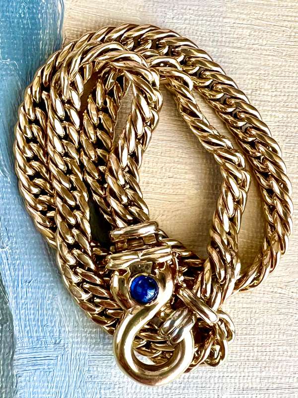 9ct Gold Italian Chain with Sapphire