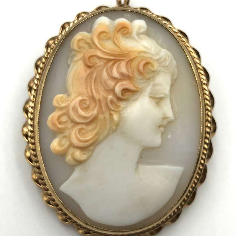 Large Vintage Cameo Pendant-Brooch
