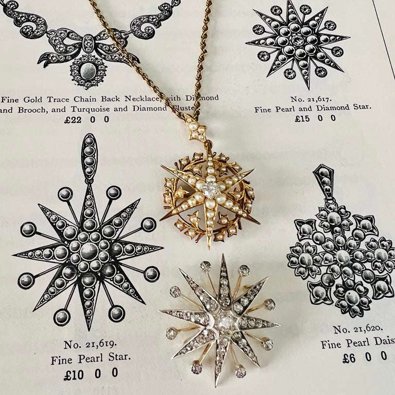 Antique Victorian Diamond and Pearl Star Pendant