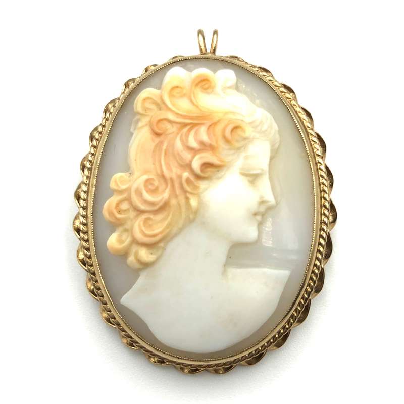 Large Vintage Cameo Pendant-Brooch