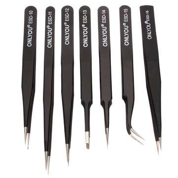 FREE SHIPPING! **SALE** ONLYOU ESD 7pcs BGA Precision Tweezer Set Anti Static Twe... - Brown Switch