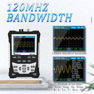 FREE SHIPPING MUSTOOL MDS120M Professional Digital Oscilloscope 120MHz Analog Bandwidth 500MS/s S...